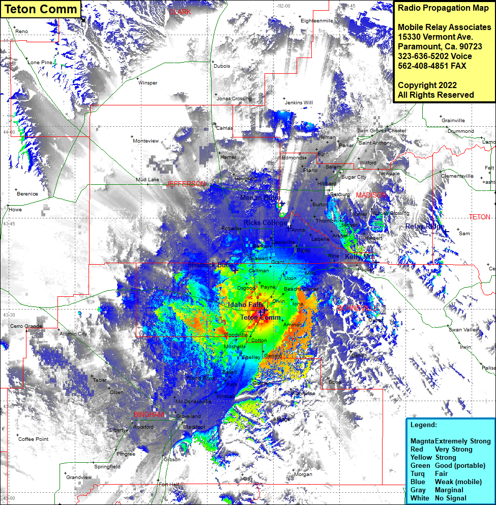 heat map radio coverage Teton Comm